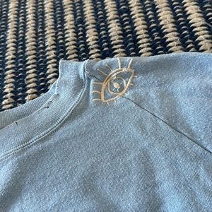 “I stole my boyfriends shirt” Distressed sweatshirt with embroidery